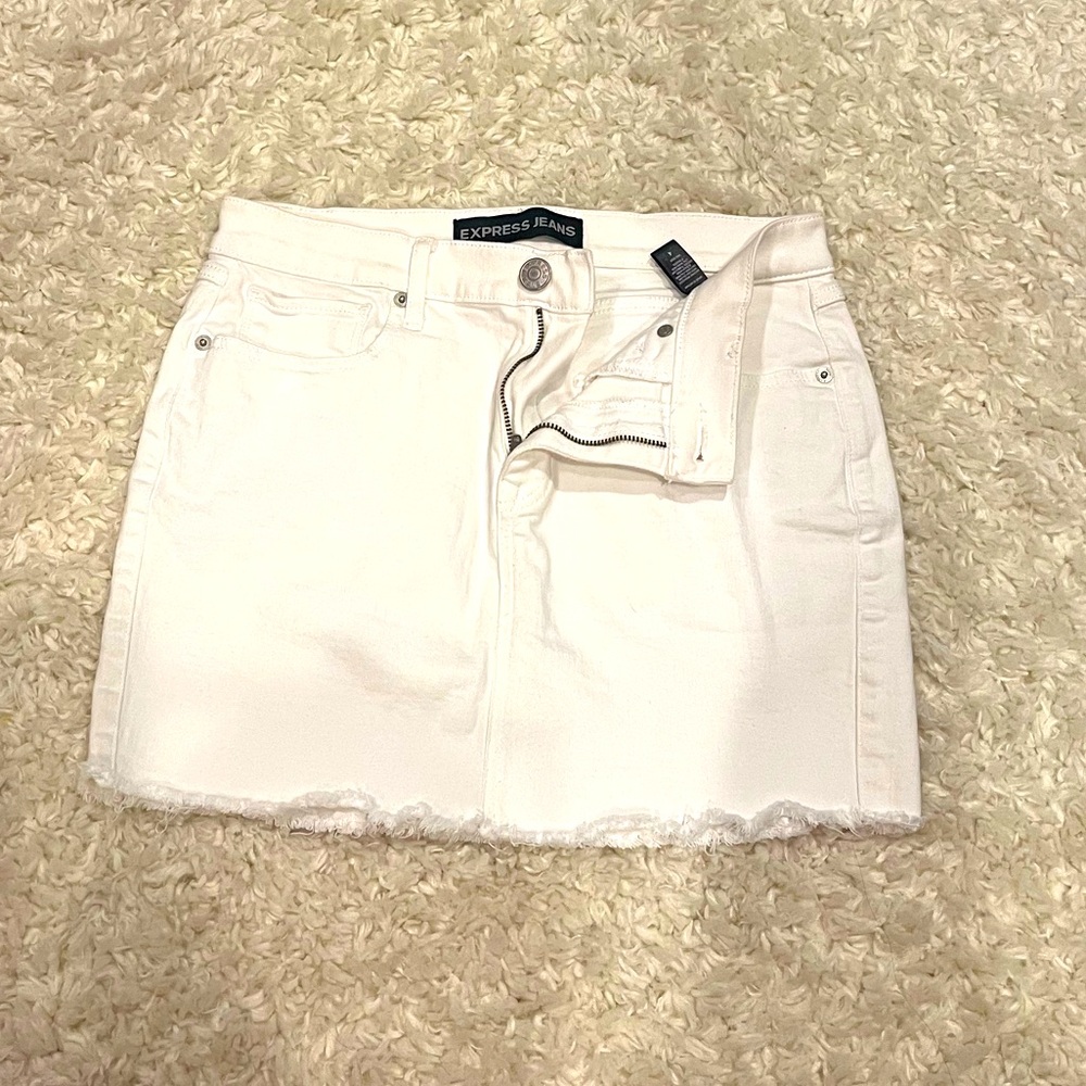 Express White Denim Mini Skirt